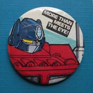 10/$25 Transformers Optimus Prime Handmade Upcycled Vintage Pinback Button